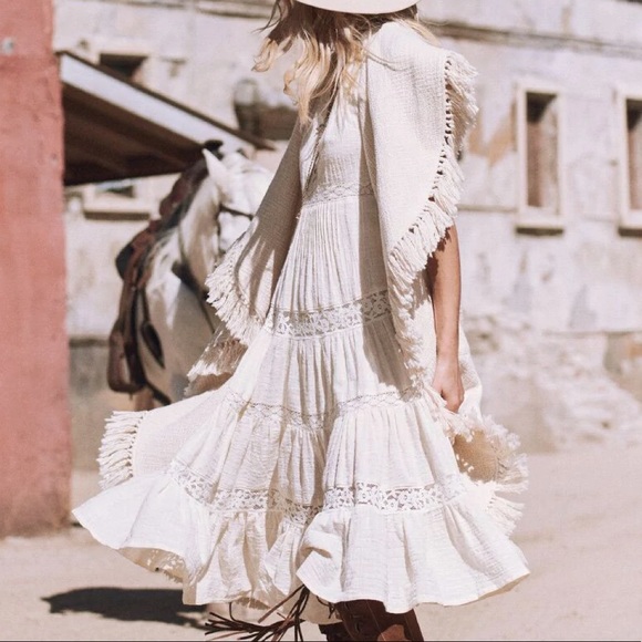 Spell Doe Eyed Midi Dress in Cream - Picture 8 of 16